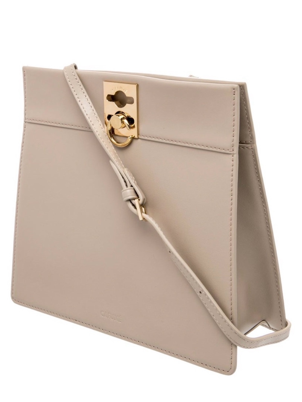 Brand new CAFUNE Neutral Beige Leather Crossbody Bag with Gold Hardware